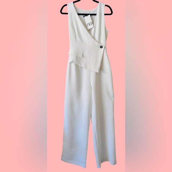 Zara Pants - Zara White Sleeveless Women’s Jumpsuit, Size Small. NWT